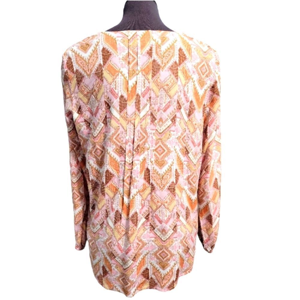 Ec J.Jill Patchwork Style Pleated Buttonup Blouse… - image 4